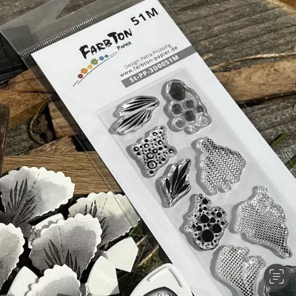 9 Stempelmotive für Faltblume Nr. 51 M - Clear Stamps - FarbTon Papier