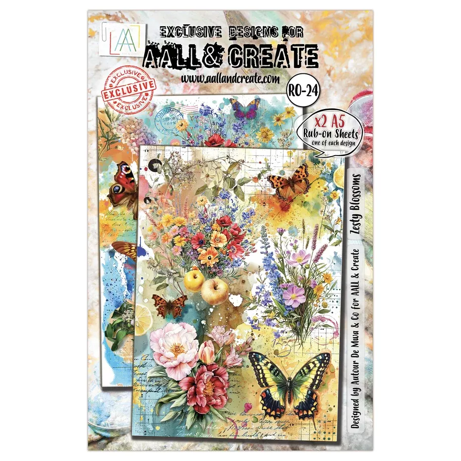 Aall and Create Radiant Florals A5 Rub-Ons Zesty Blossoms (AALL-RO-024)