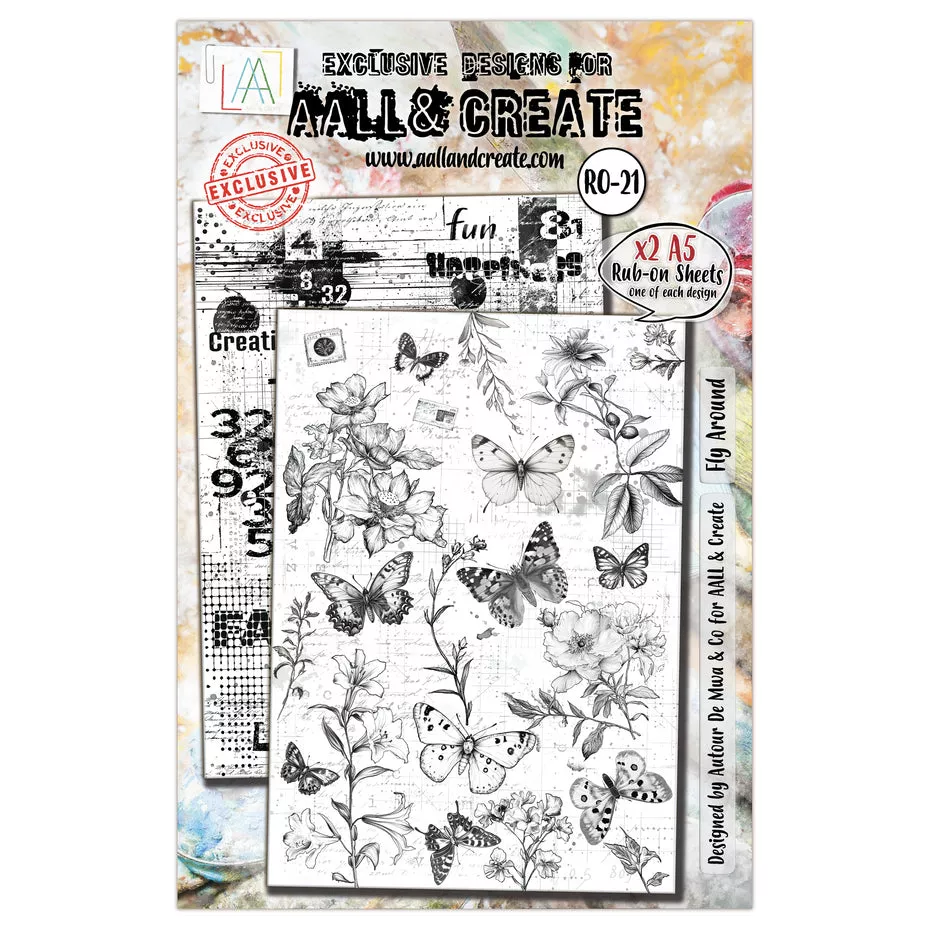 Aall and Create Whispering Botanica A5 Rub-Ons Fly Around (AALL-RO-021)