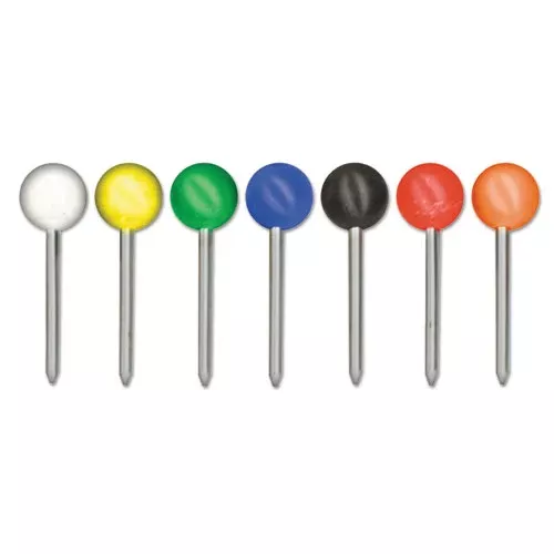Advantus Map Tacks, Plastic, Assorted, 0.38", 100/Box
