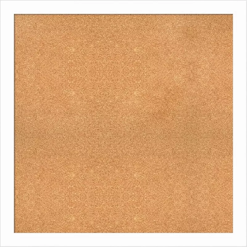 Amanti Art Natural Cork Board for Wall, 35×35 Vision Board with White Frame, Large Corkboard Office Decor for Home Organization, Casual Corkboard Pinboard to Display Items for Home Organization in