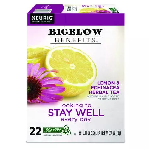 Bigelow 5000359645 Benefits Lemon And Echinacea Herbal K-Cup, 0.11 Oz, 22/box