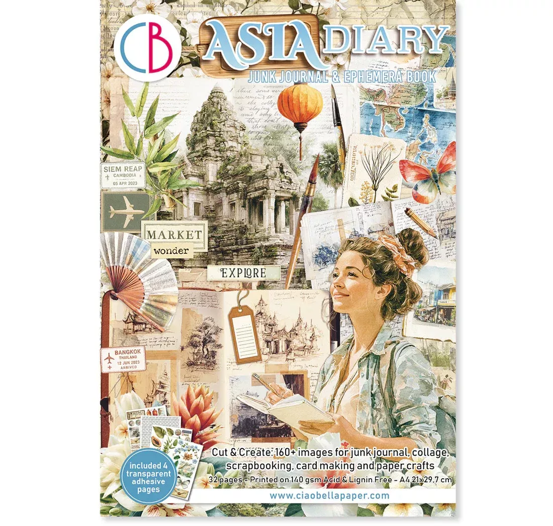 Ciao Bella Asia Diary Junk Journal & Ephemera Book A4 32/Pkg