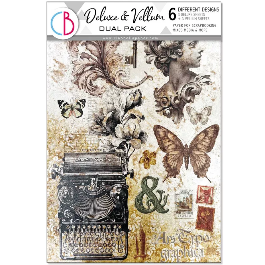 Ciao Bella Typographic A4 Deluxe Paper Pack (CBX008)