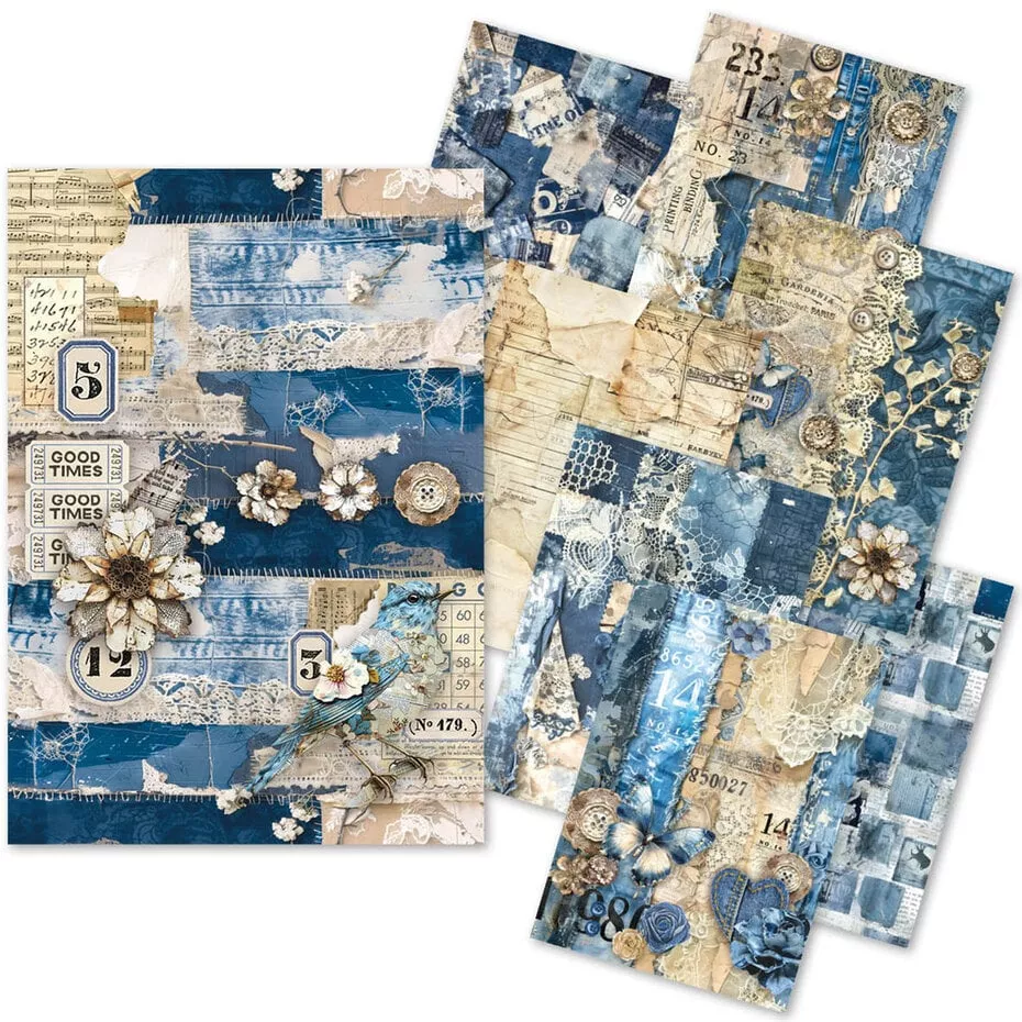 Ciao Bella Urban Blue Denim Craftmix Mixed A5 Paper Pack (8pcs) (MC002)