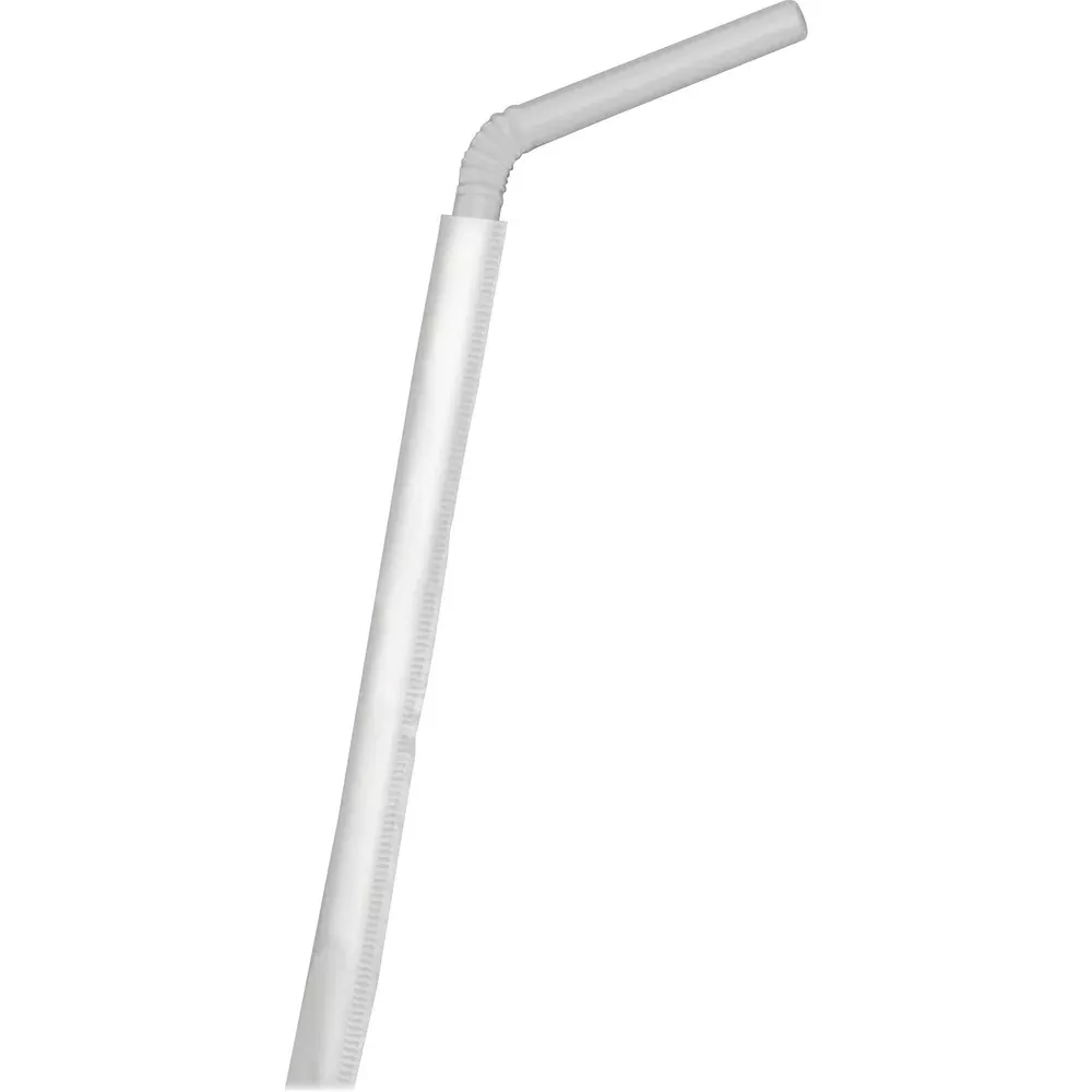 D&W Fine Pack Flexible Straws,10-1/4",Wrapped,400/PK,4PK/CT,Translucent