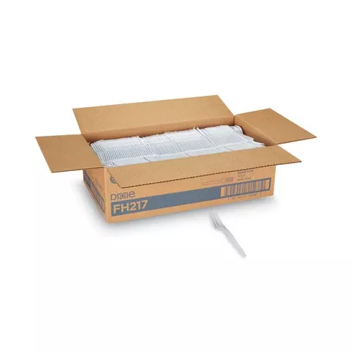 Dixie FH217 Plastic Cutlery, Heavyweight Fork, White, 1,000/Carton