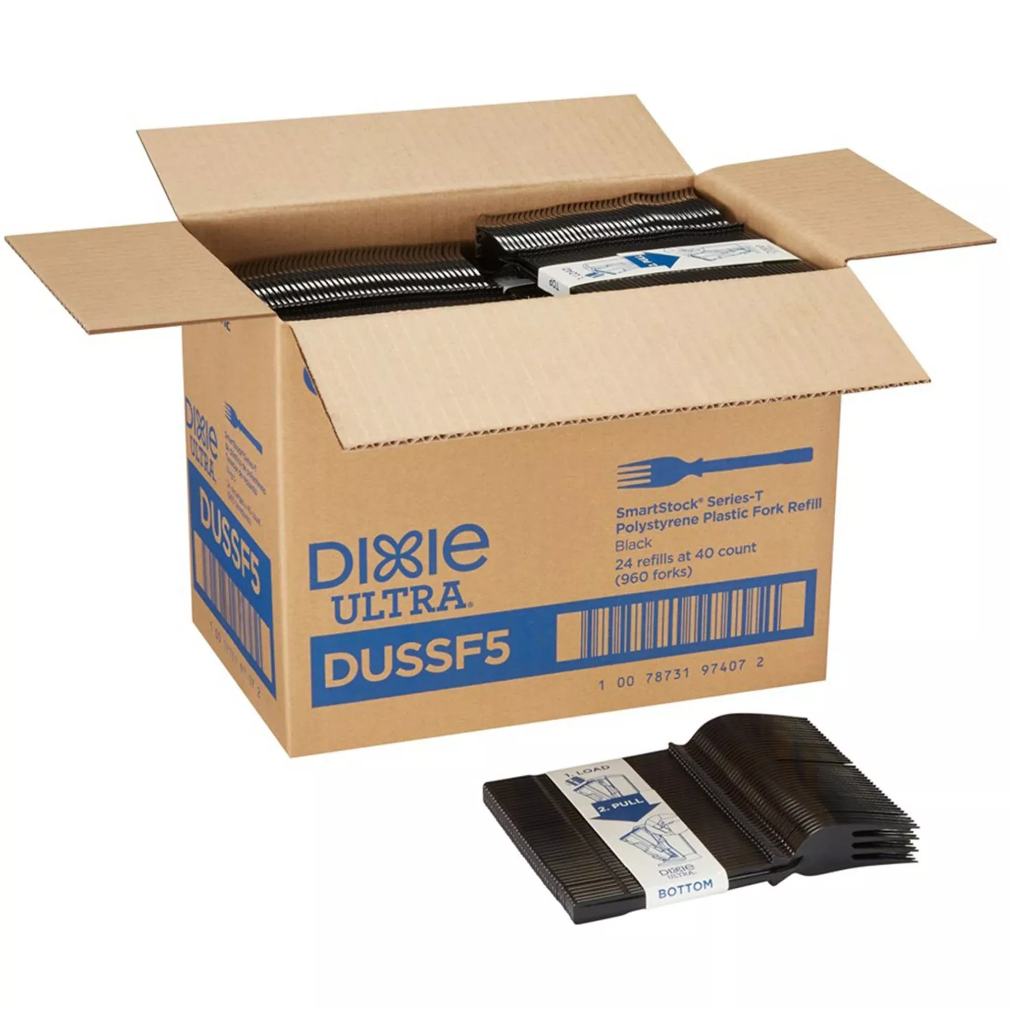 Dixie Fork Refill, f/SmartStock Dispenser, Series T, 960/CT, BK