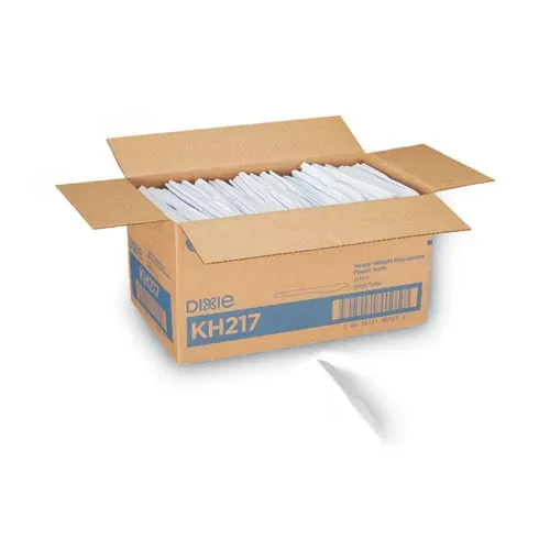 Dixie KH217 Plastic Cutlery, Heavyweight Knife, 7.5", White, 1,000/Carton