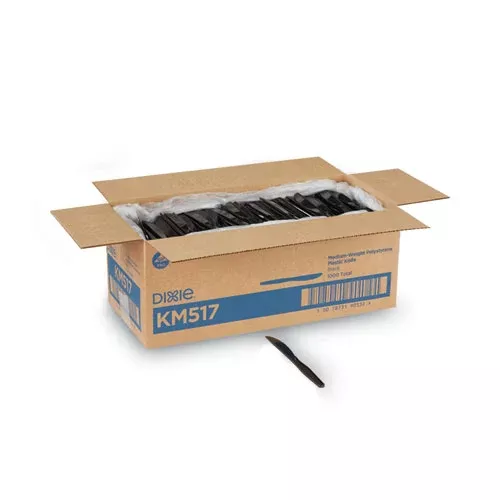 Dixie KM517 Plastic Cutlery, Heavy Mediumweight Knife, Black, 1,000/Carton