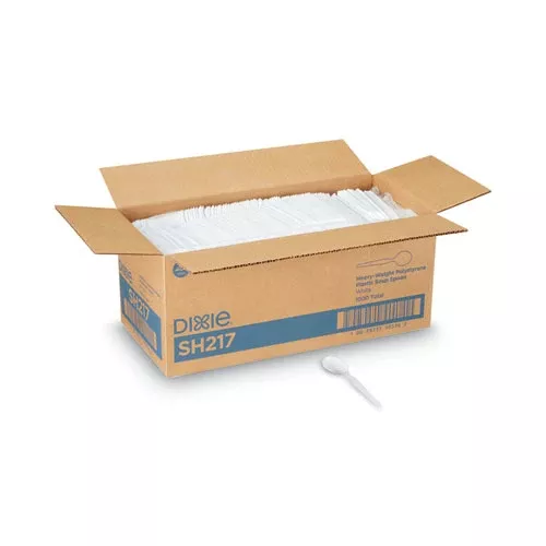 Dixie SH217 Plastic Cutlery, Heavyweight Soup Spoon, White, 1,000/Carton