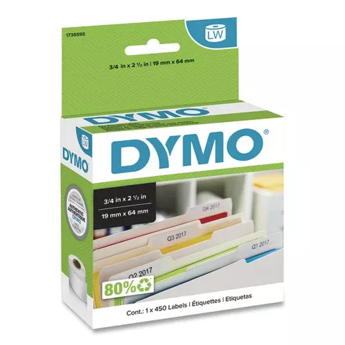DYMO 1738595 Labelwriter Bar Code Labels, 0.75" X 2.5", White, 450 Labels/roll