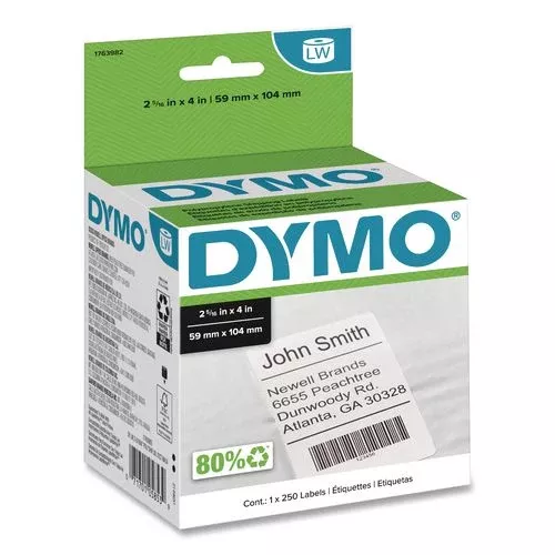 DYMO 1763982 Labelwriter Shipping Labels, 2.31" X 4", White, 250 Labels/roll