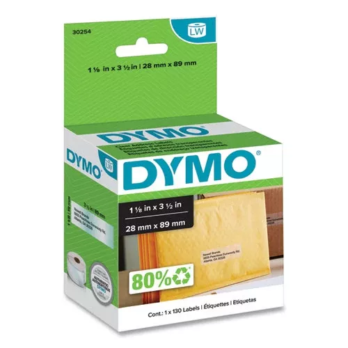 DYMO 30254 Labelwriter Address Labels, 1.12" X 3.5", Clear, 130 Labels/roll