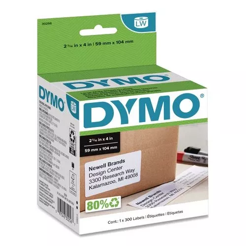 DYMO 30256 Labelwriter Shipping Labels, 2.31" X 4", White, 300 Labels/roll