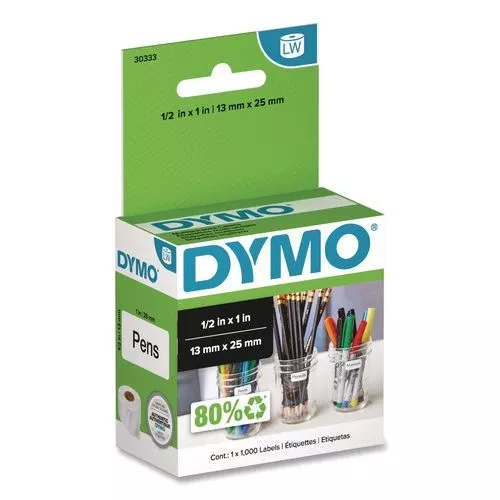 DYMO 30333 Labelwriter Multipurpose Labels, 0.5" X 1", White, 1000 Labels/roll