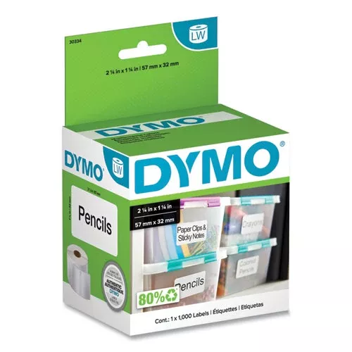 DYMO 30334 LabelWriter Address Labels, 1.25'' x 2.25'', White, 1,000 Labels/Roll