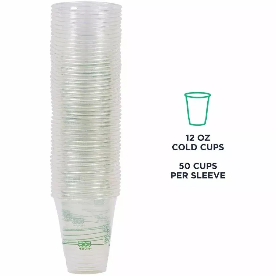 Eco-Products Cold Cup, Eco Friendly,12oz, 1000/CT, Clear/GreenStripe
