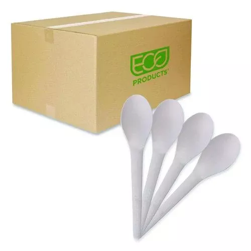 Eco-Products EP-S013 Plantware Compostable Cutlery, Spoon, Plastic, Pearl White, 50/Pack, 20 Pack/Carton