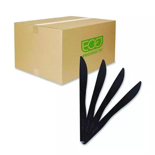 Eco-Products EP-S111 100% Recycled Content Cutlery, Knife, Plastic, Black, 50/Pack, 20 Packs/Carton