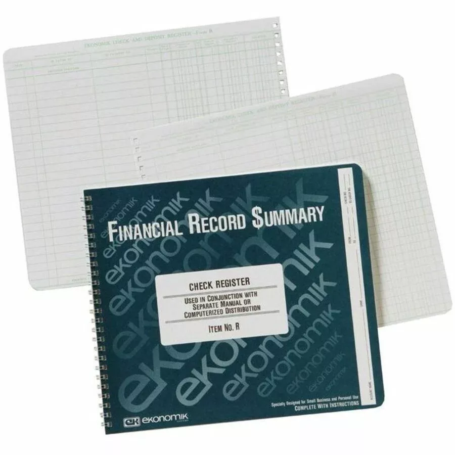 Ekonomik Check Registry,8-3/4"x10",1000 Entries,Green Ink/White Paper