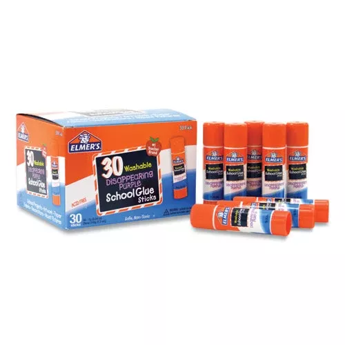 Elmer's E555 Disappearing Purple School Glue Stick, 0.24 Oz, Dries Clear, 30/box