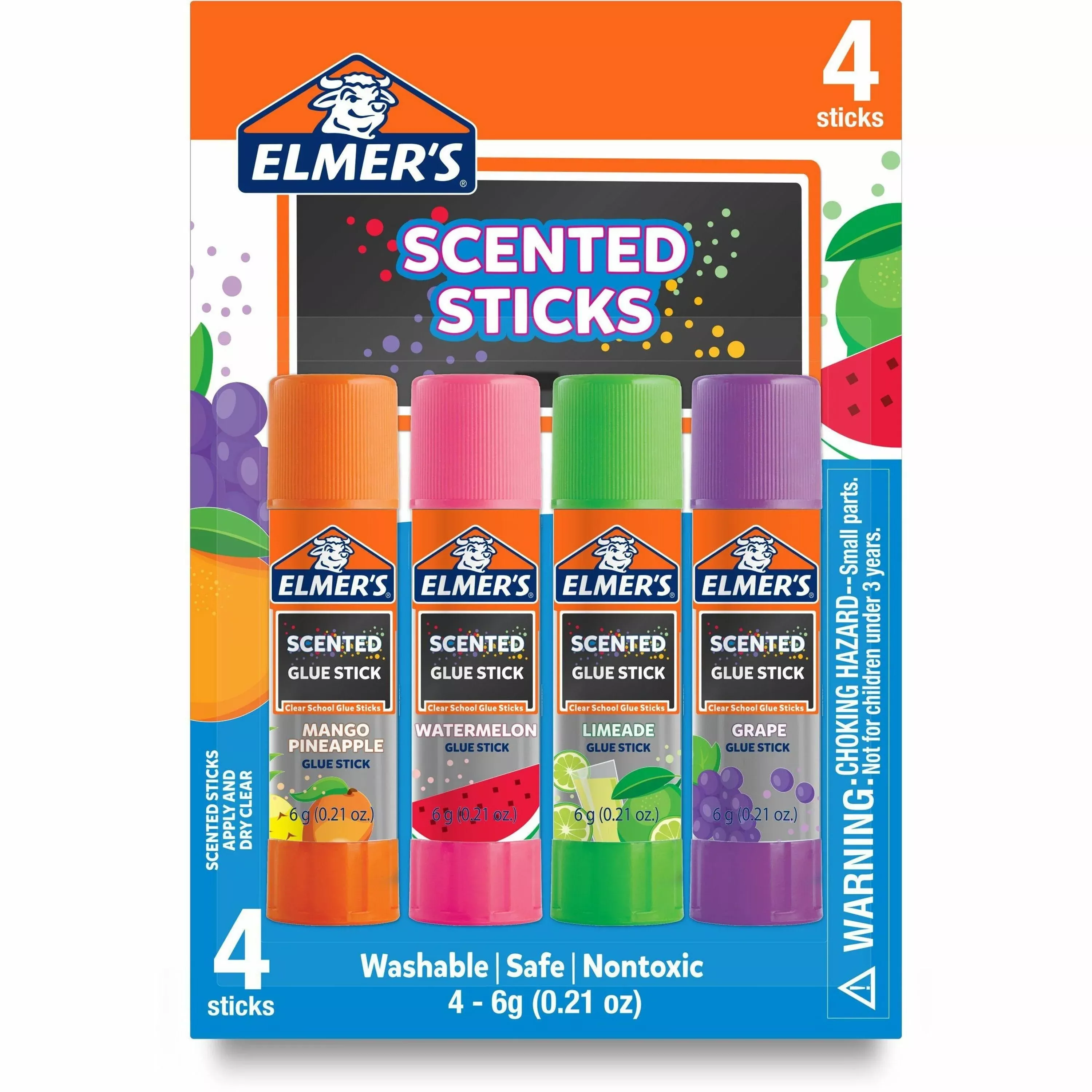 Elmer's Glue Stick,Tropical Scented,4 Scents,4/PK,AST