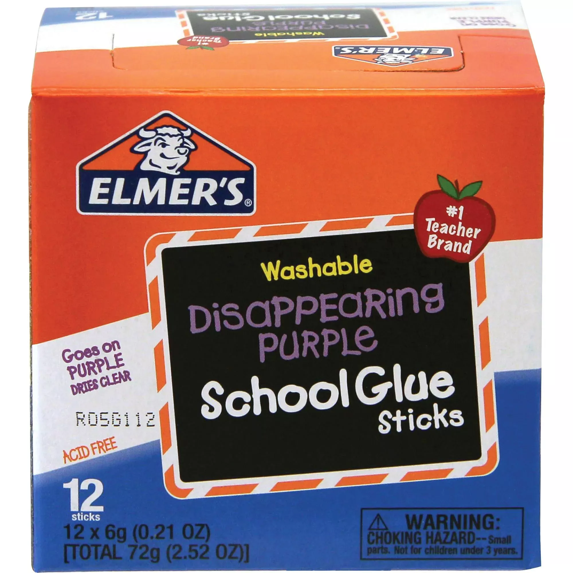 Elmer's Glue Sticks, 0.21oz, 12/BX, Purple Dries Clear