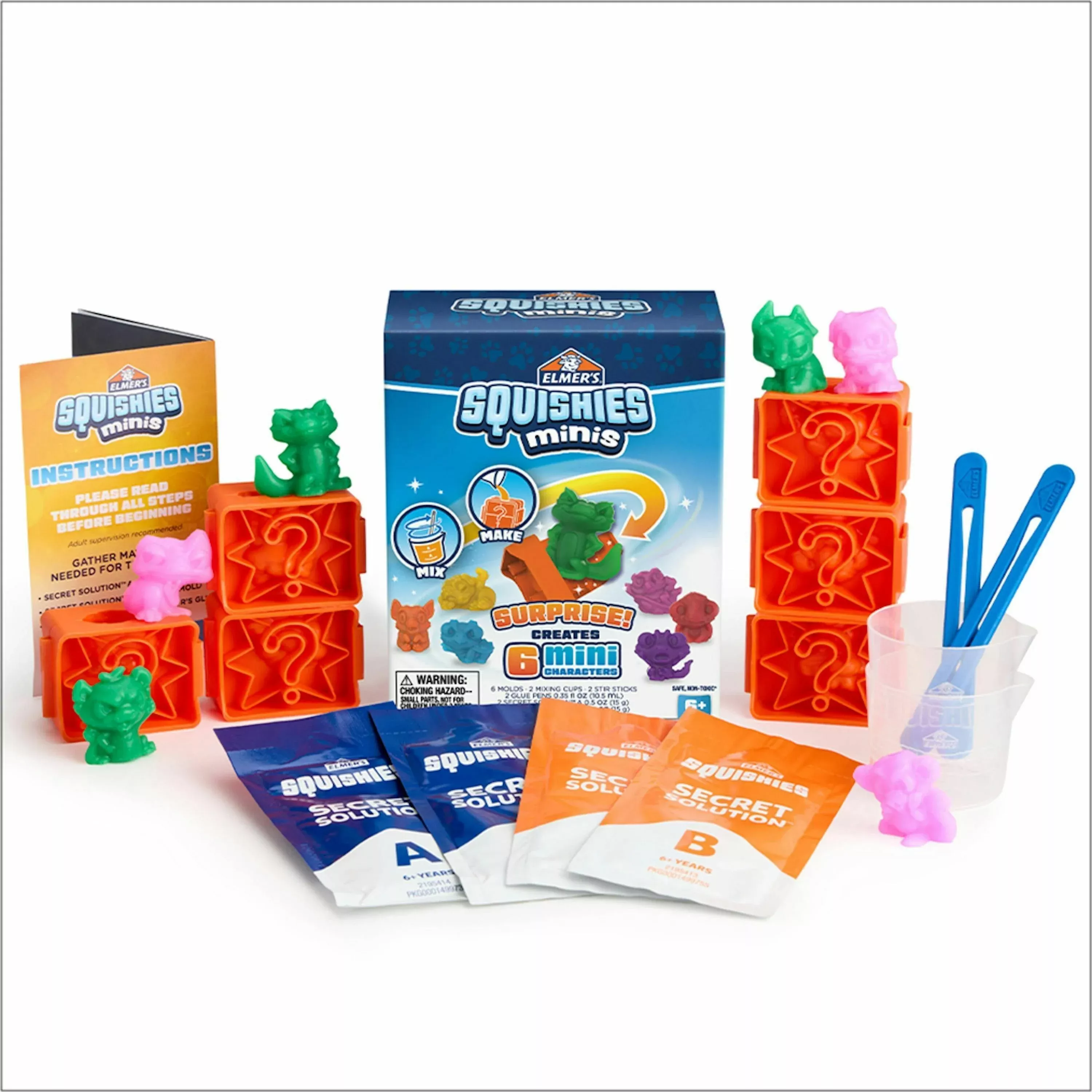 Elmer's Squishies Minis Kit,w/Mystery Molds/Mixing Solution,AST