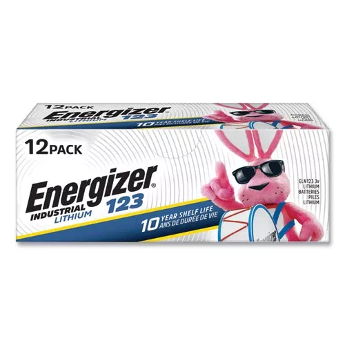 Energizer ELN123-12 Industrial Lithium Cr123 Photo Battery, 3 V, 12/pack