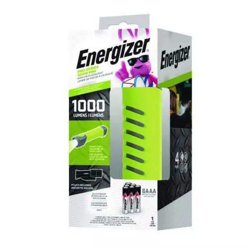 Energizer ENYPHH62 Pro Series Handheld High CRI Flashlight, Rechargeable Lithium Ion Battery/6 AAA Batteries (Included), Gray/Green