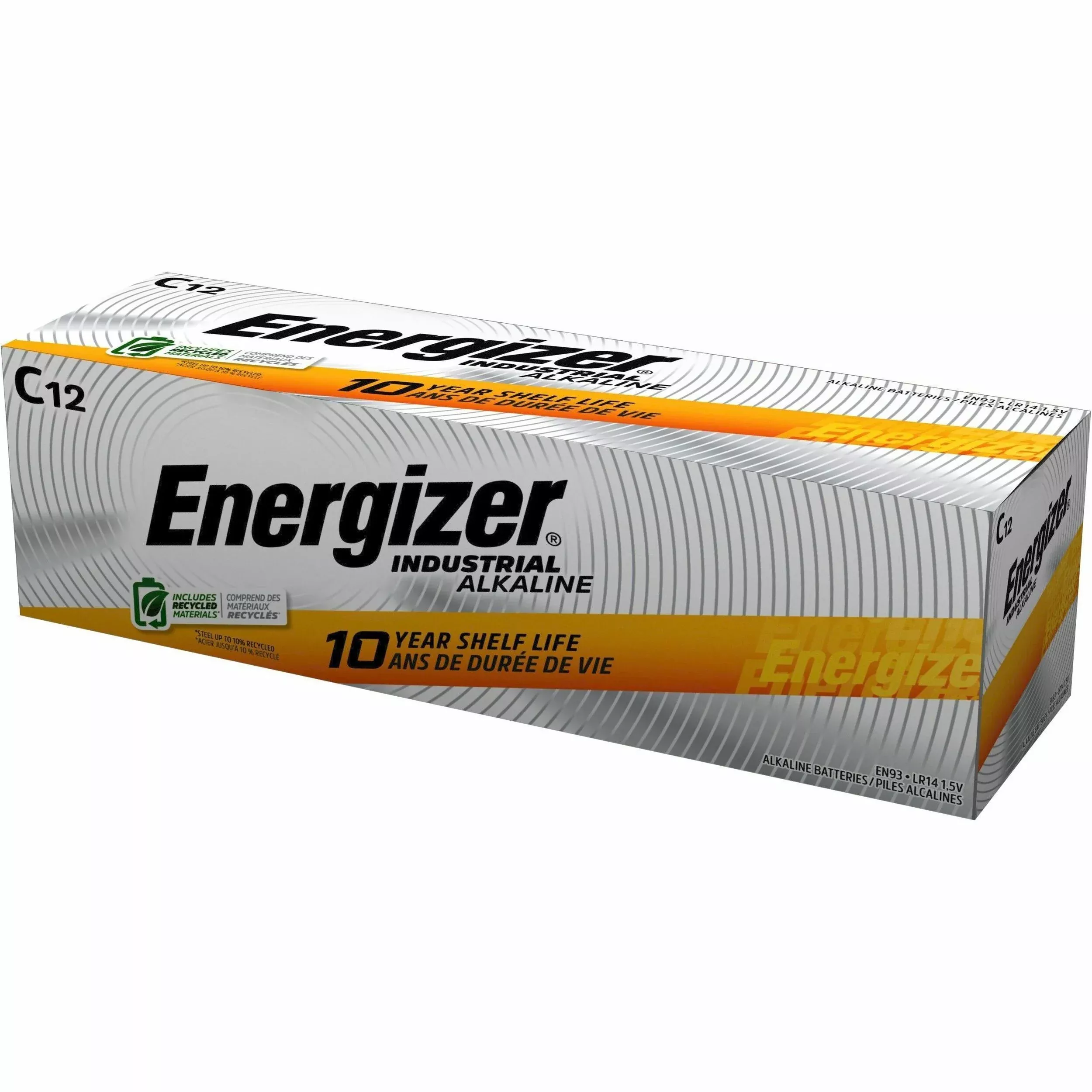 Energizer Industrial Alkaline C Batteries, 1.5 V, 12/box