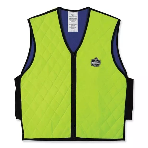 ergodyne 12533 Chill-Its 6665 Embedded Polymer Cooling Vest with Zipper, Nylon/Polymer, Medium, Lime