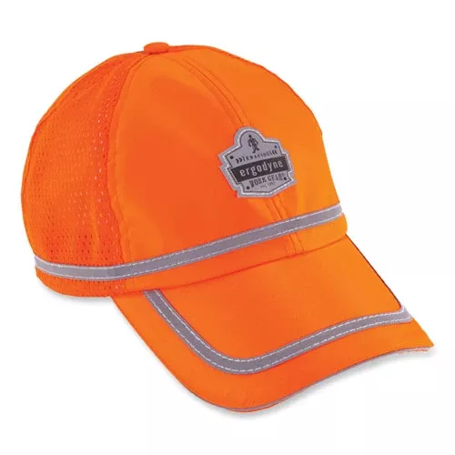 ergodyne 23238 GloWear 8930 Hi-Vis Baseball Cap, Polyester, One Size Fits Most, Orange