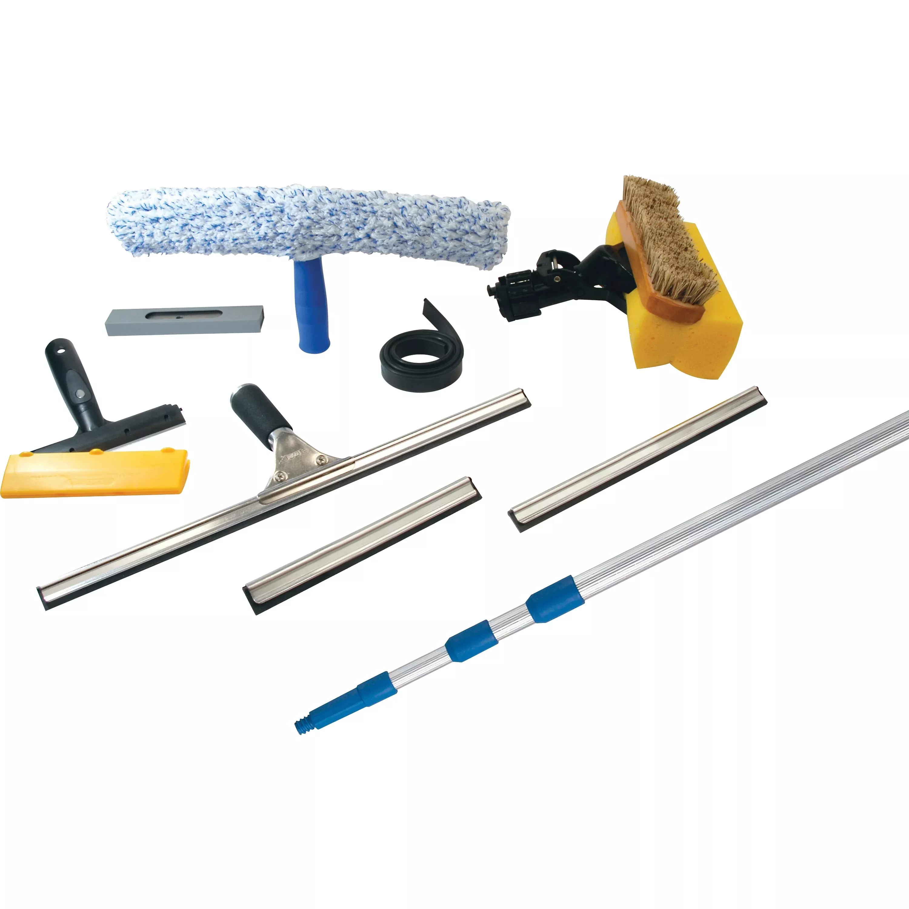 Ettore Products Window Cleaning Kit, 10-1/4"Wx2-3/4"Lx55"H, Blue/Silver