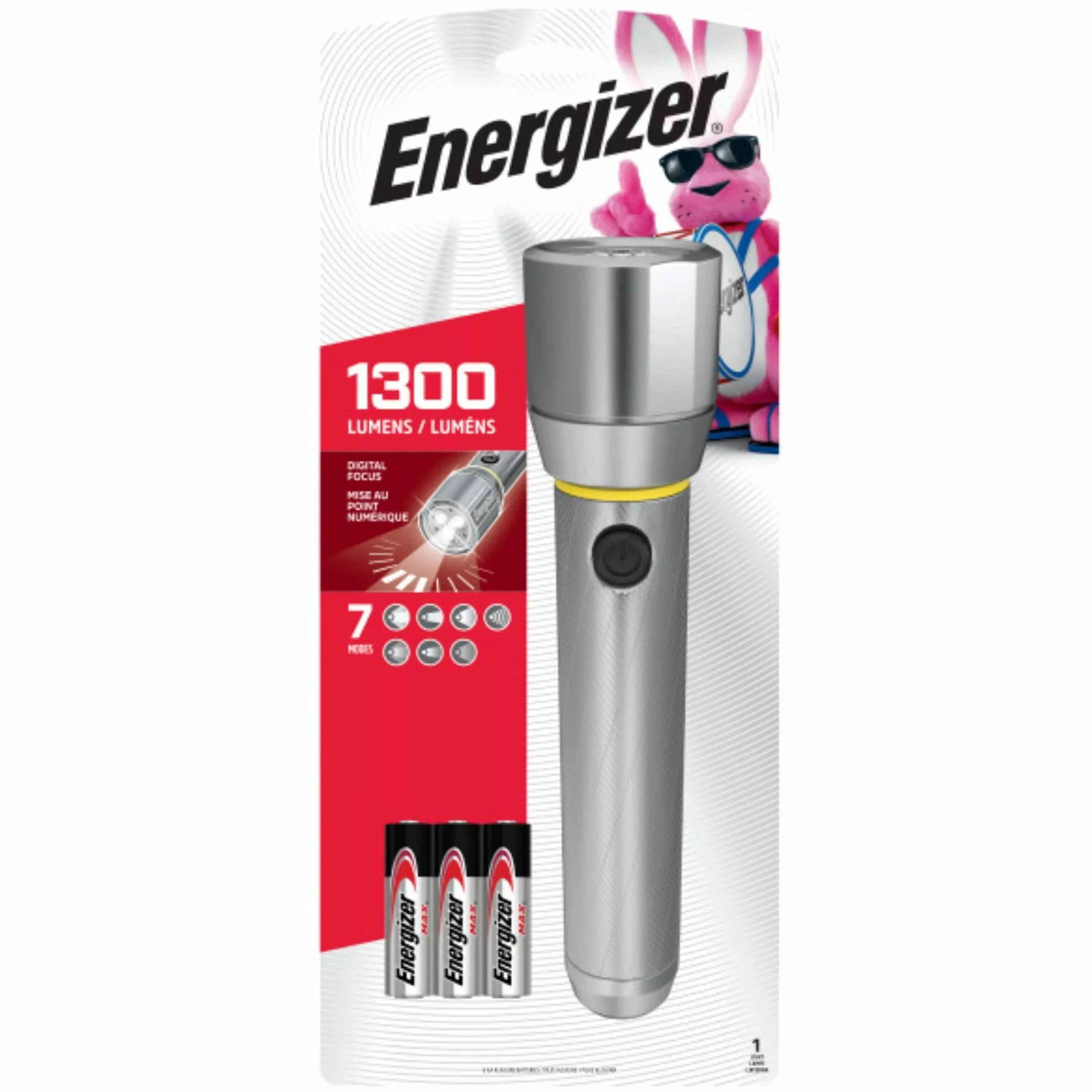 Eveready Flashlight, LED, Metal, 1300 Lumens, Digital Focus, 4/CT, CE