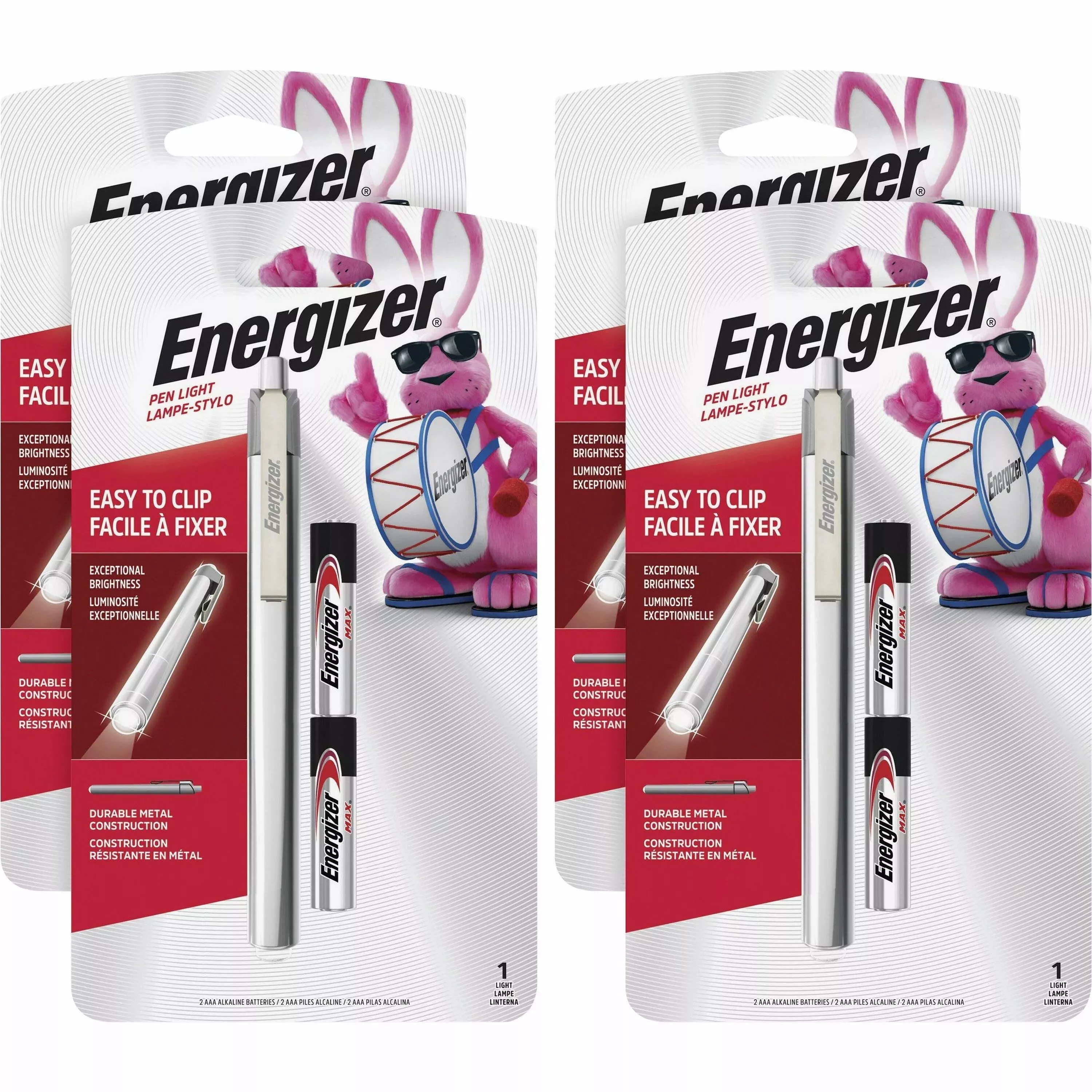 Eveready LED Pen Light,6 Lumens,Uses 2 AAA Batteries,4/CT,Silver