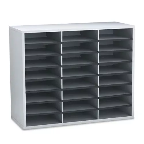 Fellowes 25041 Literature Organizer, 24 Letter Compartments, 29 x 11.88 x 23.44, Dove Gray