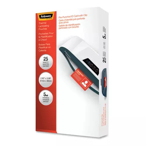 Fellowes 52033 Laminating Pouches, 5 Mil, 3.88" X 2.63", Gloss Clear, 25/pack