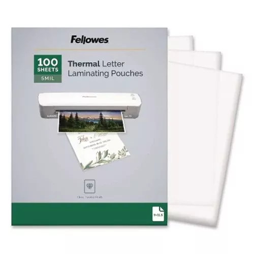 Fellowes 5743501 Laminating Pouches, 5 Mil, 9" X 11.5", Gloss Clear, 100/pack
