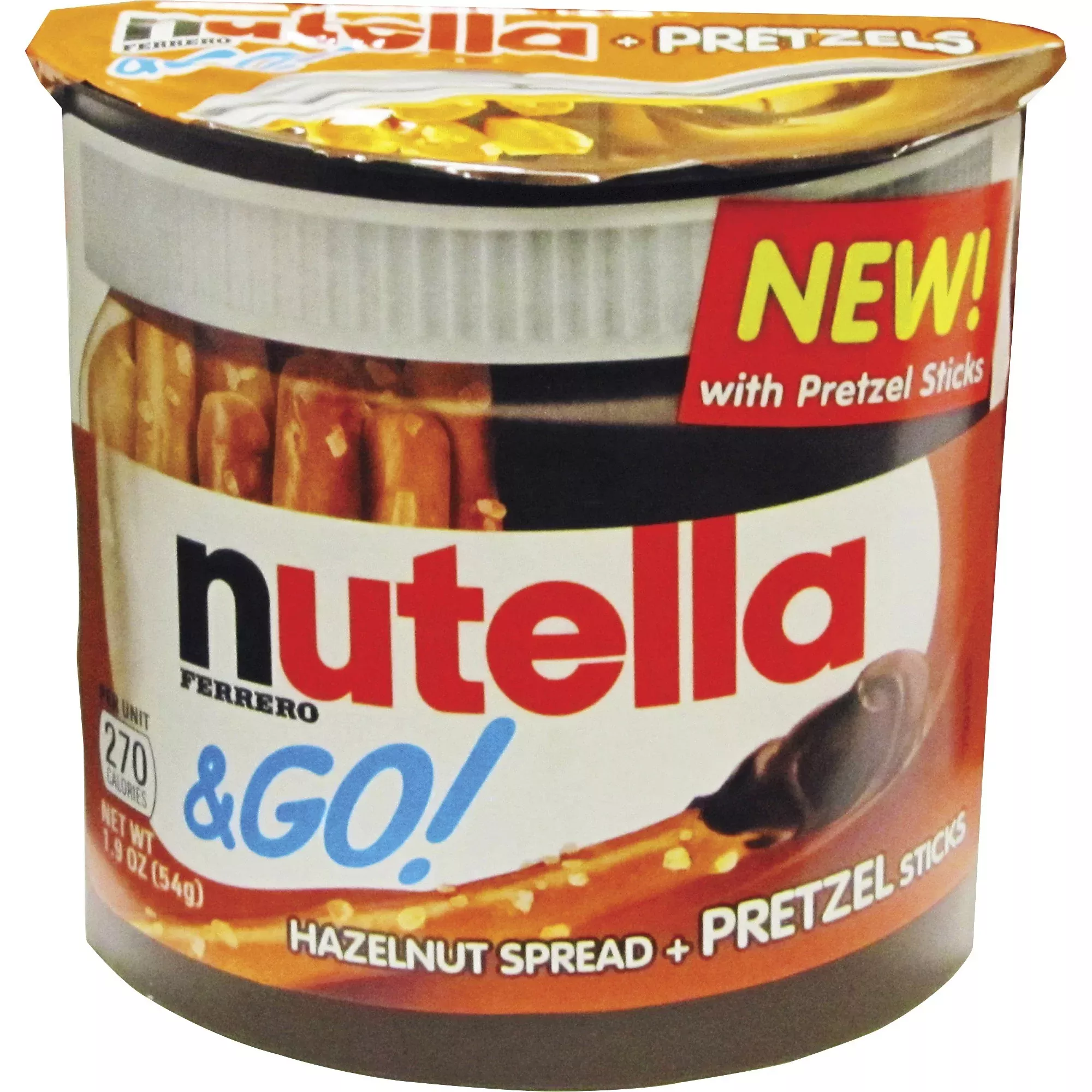 Ferrara Hazelnut Spread Snack, w/ Pretzel Sticks, 1.8 oz, 12/BX, MI
