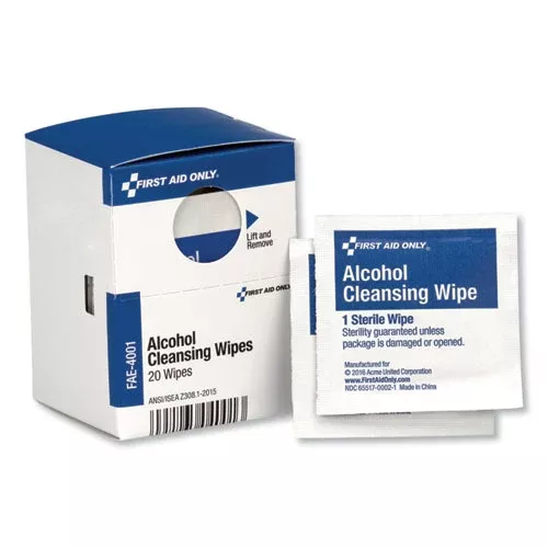 First Aid Only FAE-4001 Smartcompliance Alcohol Cleansing Pads, 20/box
