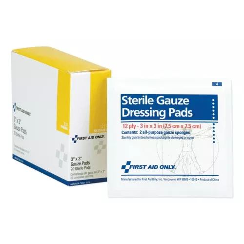 First Aid Only I211 Gauze Dressing Pads, Sterile, 3 X 3, 10 Dual-Pads/box