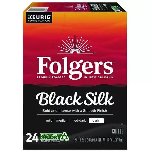 Folgers 5000368733 Gourmet Selections Black Silk Coffee K-Cups, 24/box