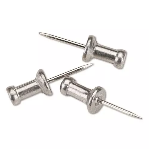 GEM CPAL4 Aluminum Head Push Pins, Aluminum, Silver, 0.5", 100/Box