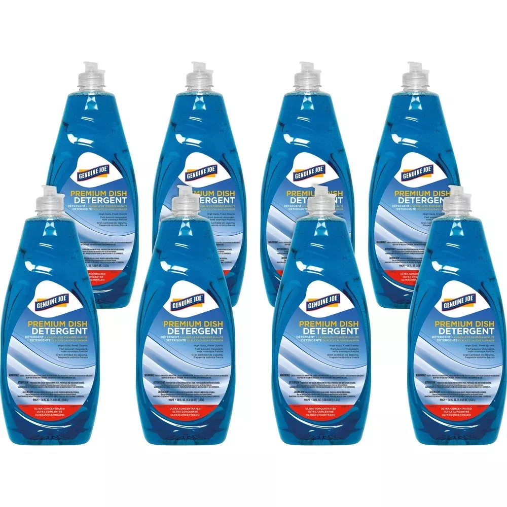 Genuine Joe Dish Detergent,Concentrated,Squeeze Bottle,38 oz,8/CT, Blue