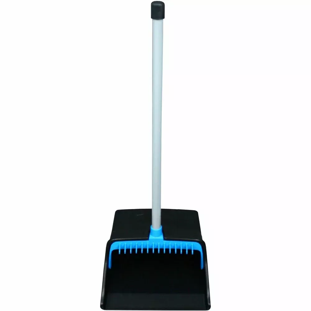 Genuine Joe Dustpan,Straight/Locking Handle,PVC,11-1/2" Opening,BE/BK
