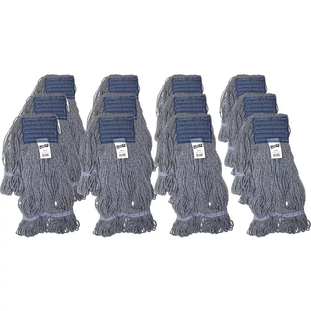 Genuine Joe Earth Mop Mophead Refill, Large, 12/CT, Blue