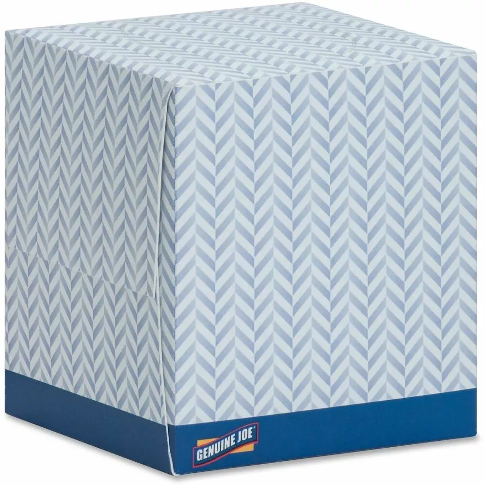 Genuine Joe Facial Tissue, 2-Ply, Cube Box, 85/Box, 36BX/CT, White