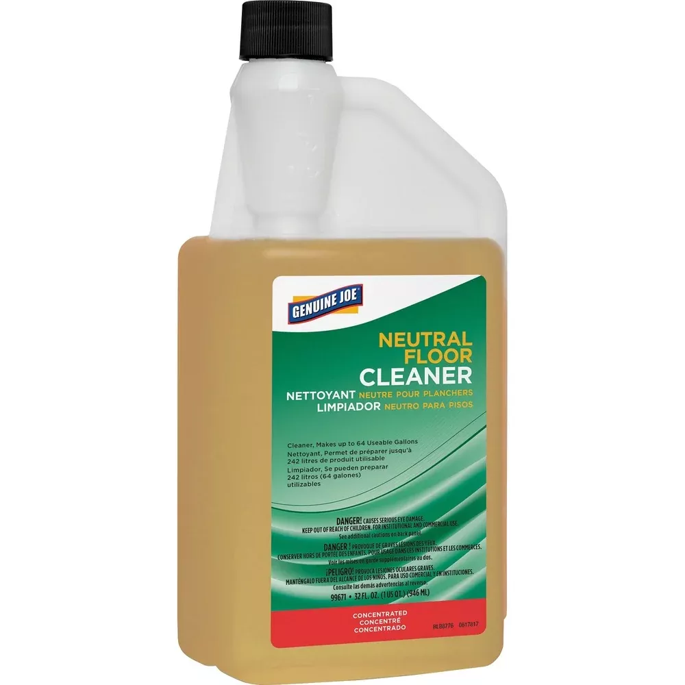 Genuine Joe Floor Cleaner, Concentrated, Neutral pH, 32 oz, Yellow